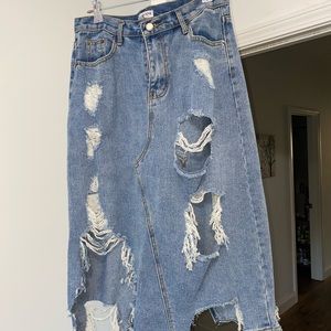 Fashion Nova Denim Midi Skirt